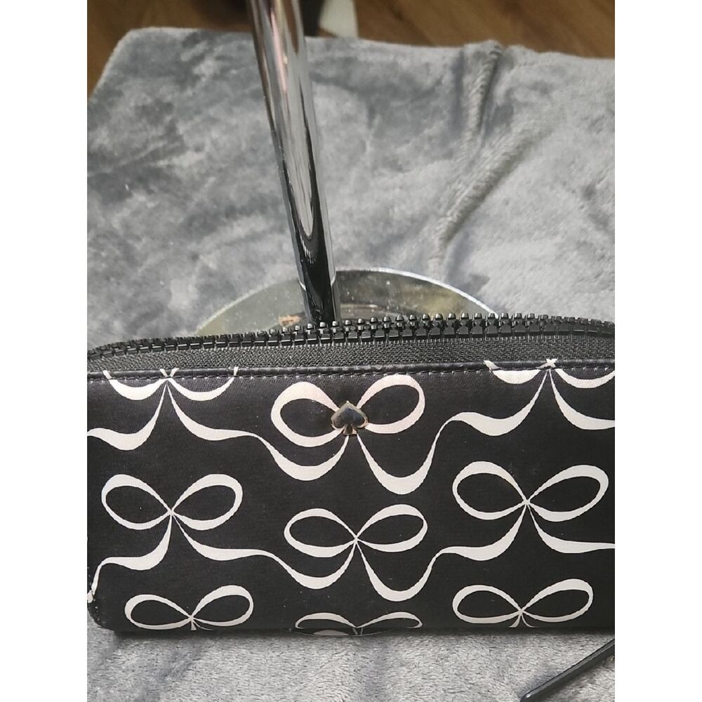 kate spade Black Wallet with White Bow Motif